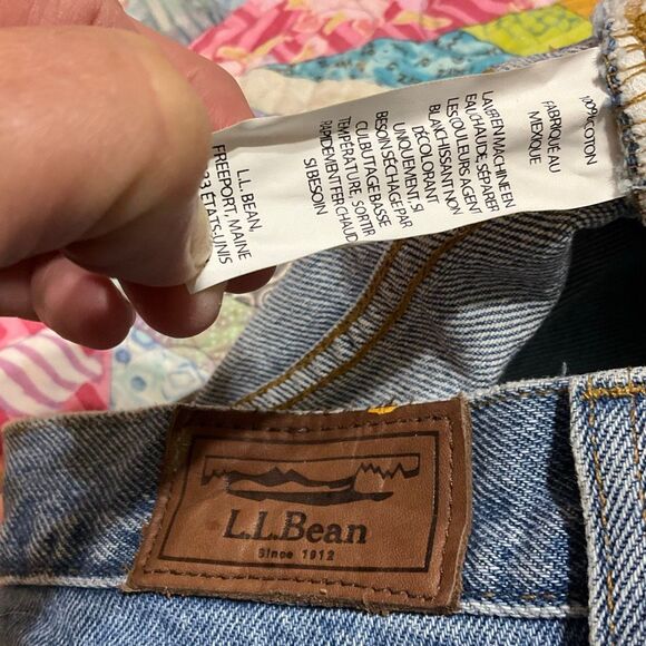 Upcycled LL Bean Straight Leg Jeans 5 Pocket, sun and bee painted on pockets! Si - Picture 16 of 16